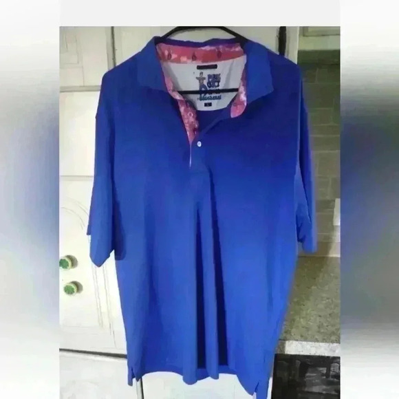 C. DEFOOR Men's POLO STYLE Poly/Spandex Size L Shirt PEACE & GOLF 2013 BACCHANAL - Picture 1 of 6